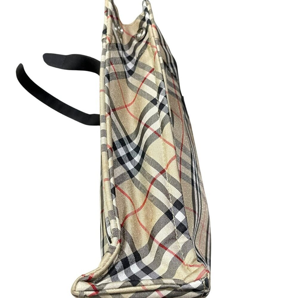 Burberry Blue Label Tote Nova House Check Nylon Canvas Hand Bag 14 x 10 - Picture 3 of 15